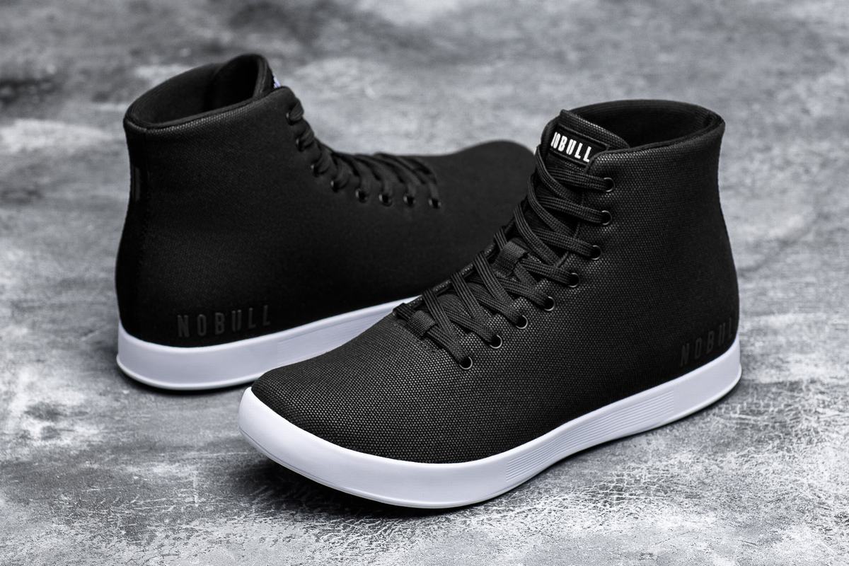 Nobull High-Top Canvas Men's Trainers Black White | Australia (SY8629)